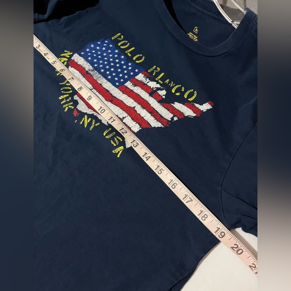 Polo Ralph Lauren Boys Girls XL Blue Short Sleeve TShirt‎ American Flag New York - Picture 7 of 8